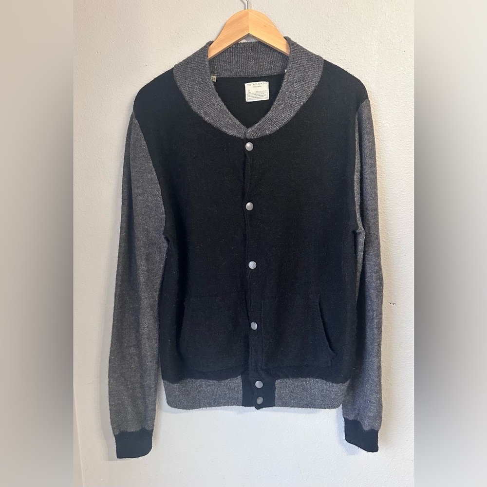 7 Diamonds Miller Long Sleeve Sweater Cardigan Black Grey Men’s Size Large